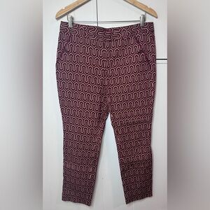 Anthropologie Burgundy Geometric Straight Leg Pants